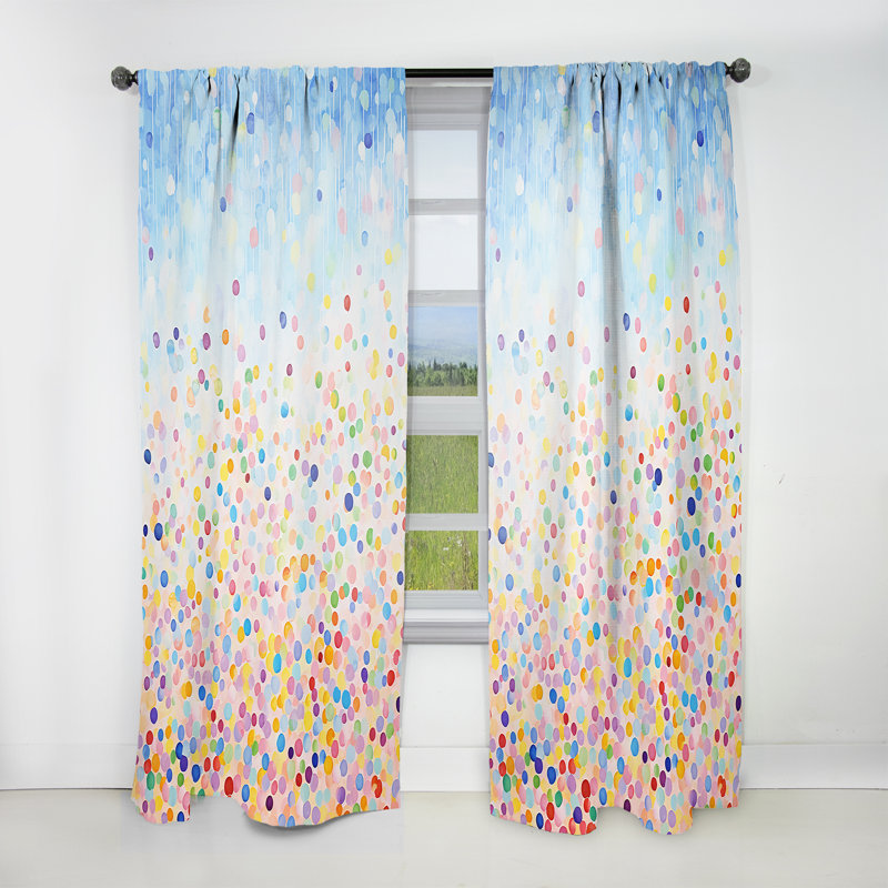 Rideau en velours moderne Dunnigan Rainbow Dot - obscurcissant - 1 panneau, L 52 po x L 120 po