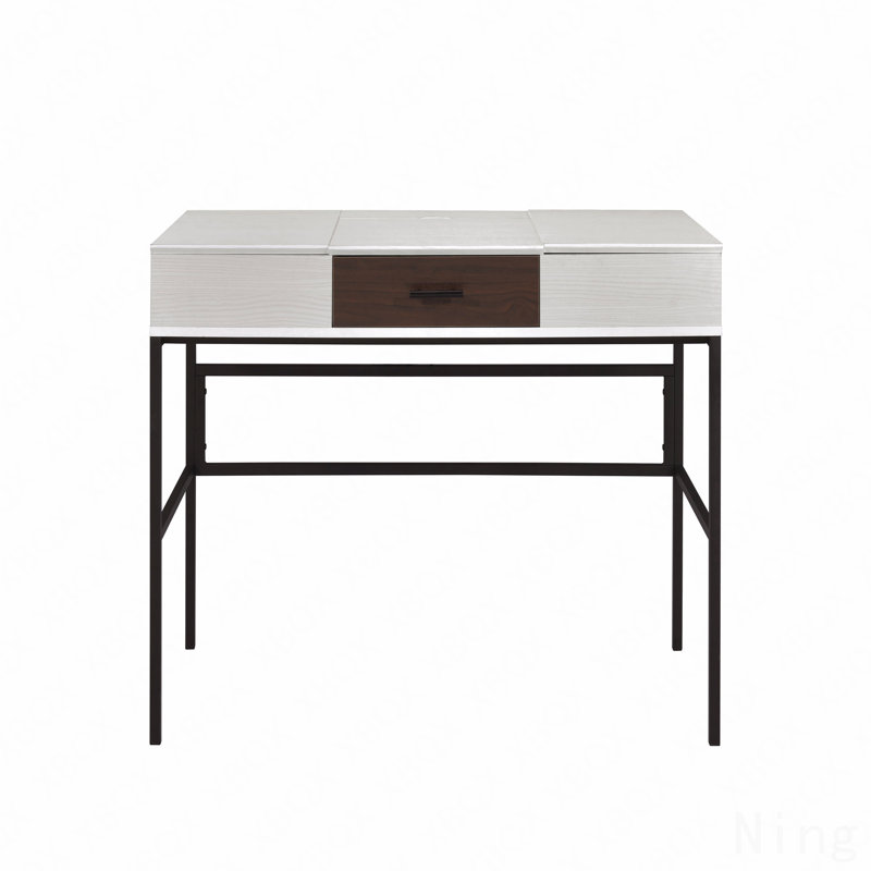 Bureau d'écriture à finition naturelle et noire avec USB, Natural