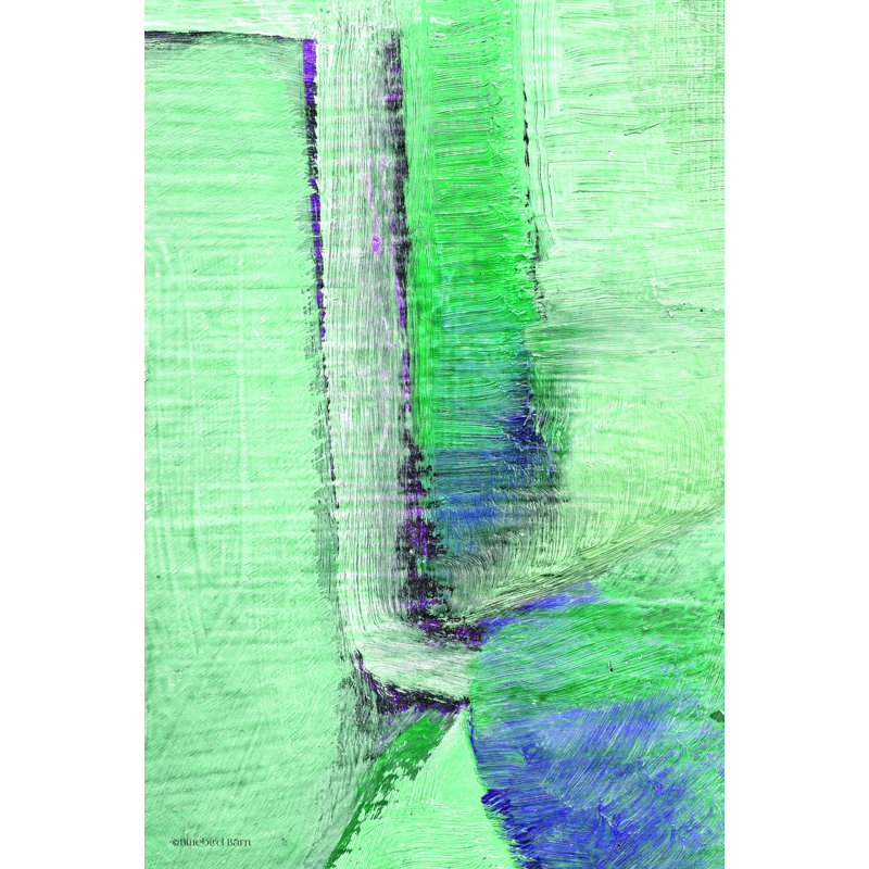 «Mint Julip Abstract» par Bluebird Barn - impression, L 20 po x H 30 po, Papier avec cadre simple noir avec passe-partout