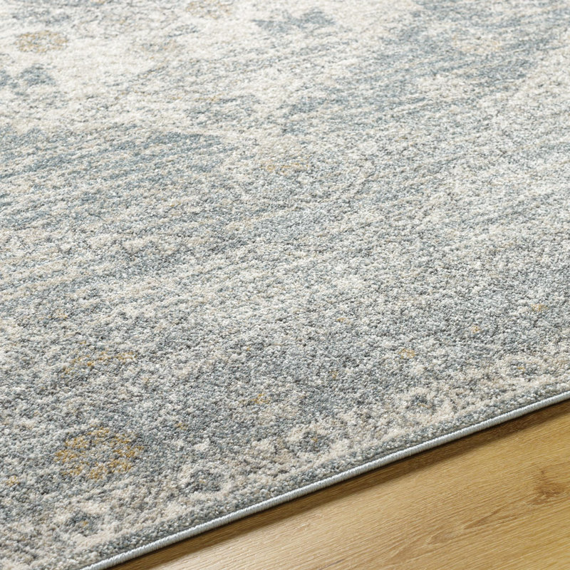 Rectangle Clapham Oriental Machine Woven Polypropylene Area Rug in Light Beige/Gray, Rectangle 5'3" x 7'