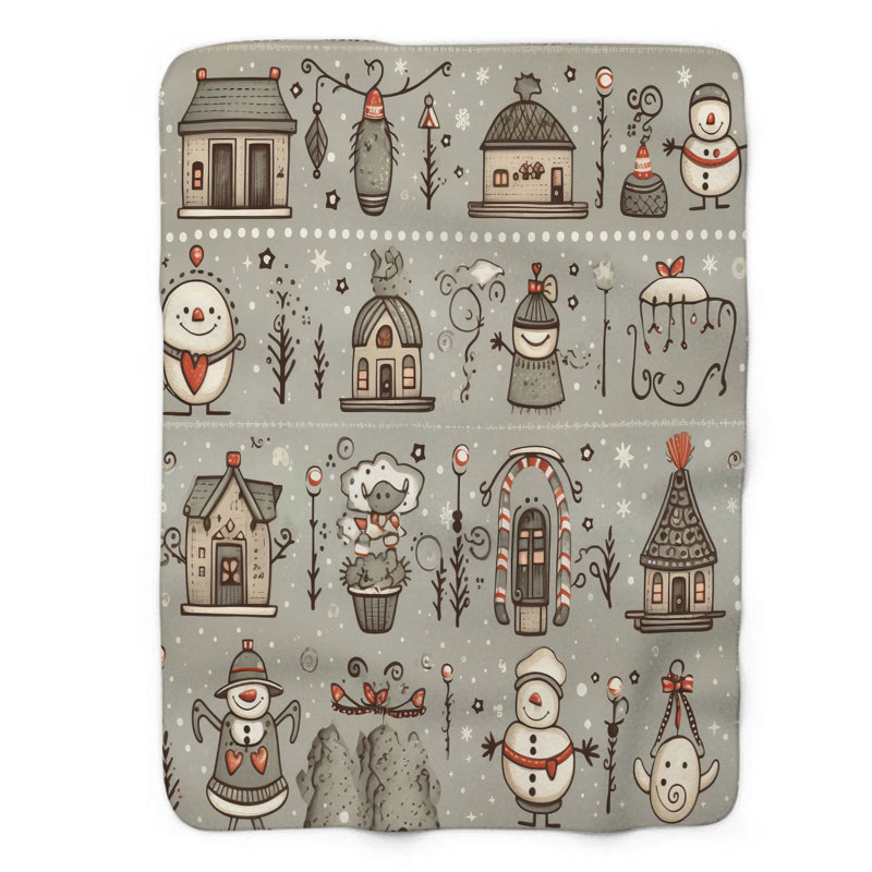Snowman Winter Fun - 1 pièce Sherpa Premium, L 50 po x L 60 po