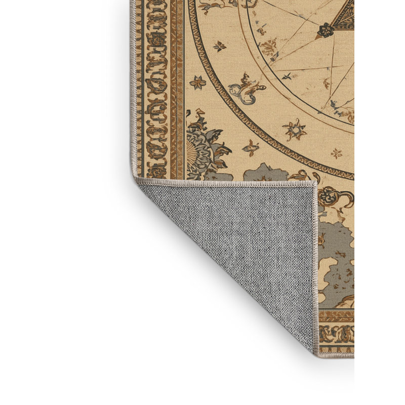 Tapis oriental classique brun et beige lavable à la machine, 7 x 9