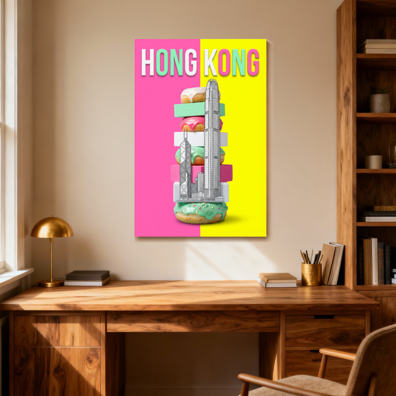 «Scenic & Cityscapes», impression d'art coloré de Donuts, H 24 po x l 16 po