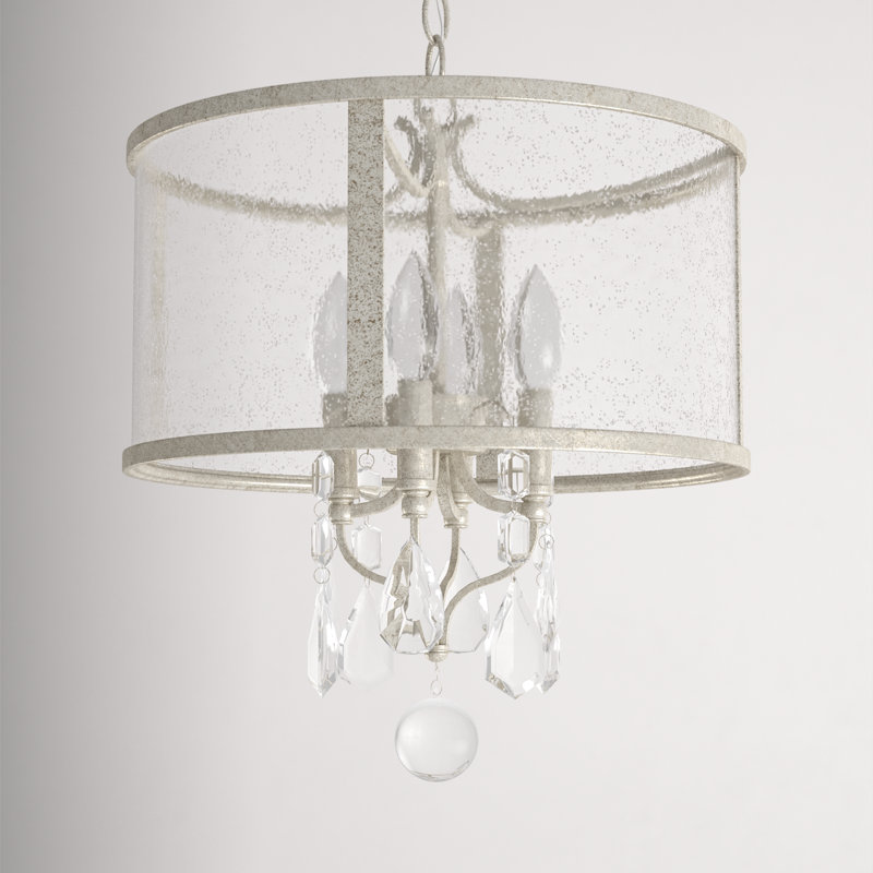 Blakely 4 - Light Dimmable Drum Chandelier, Antique Silver