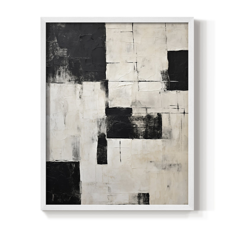 ABSTRACT Series CCCCLX - Impression encadrée de qualité supérieure - Prêt à accrocher - Aucun clou requis, Blanc / Blanc