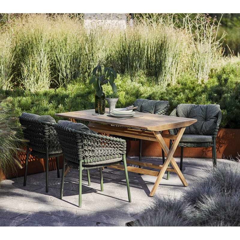 Ocean Stacking Patio Dining Armchair Dark Green Frame, Light Brown