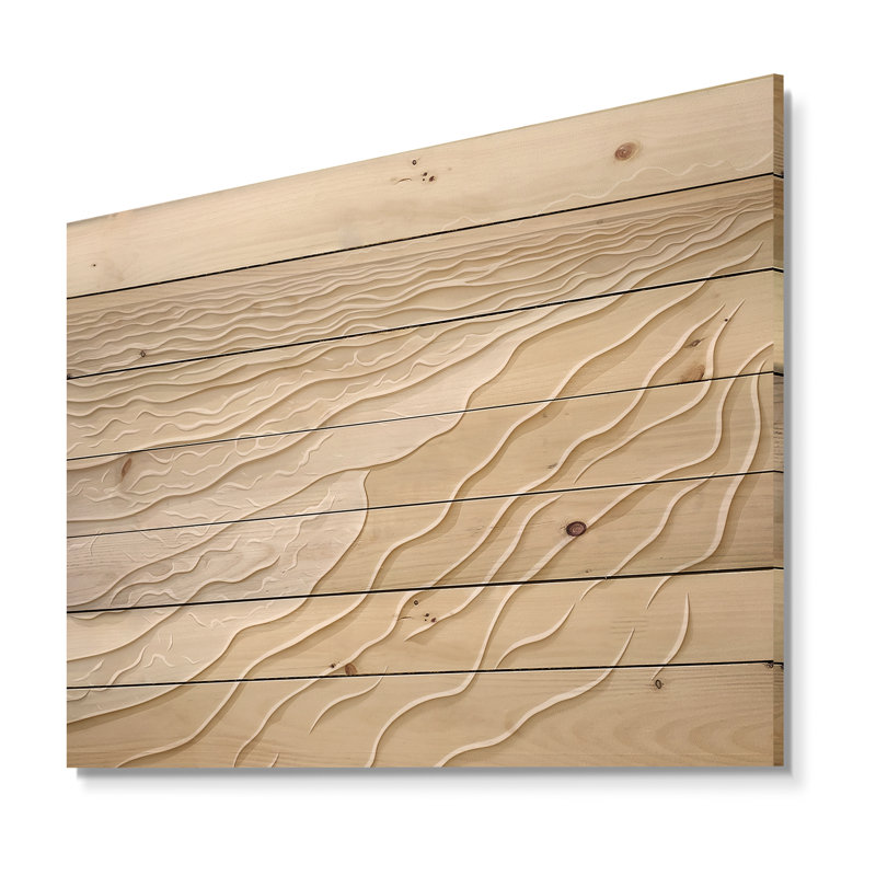 Coastal Golden Sand - Nautical Wood Wall Art On Natural Pine Wood, 24" H x 32" W x 0.78" D