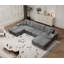 Canapé convertible combiné en forme de U, canapé moderne confortable de grande taille à 4 places-611326516