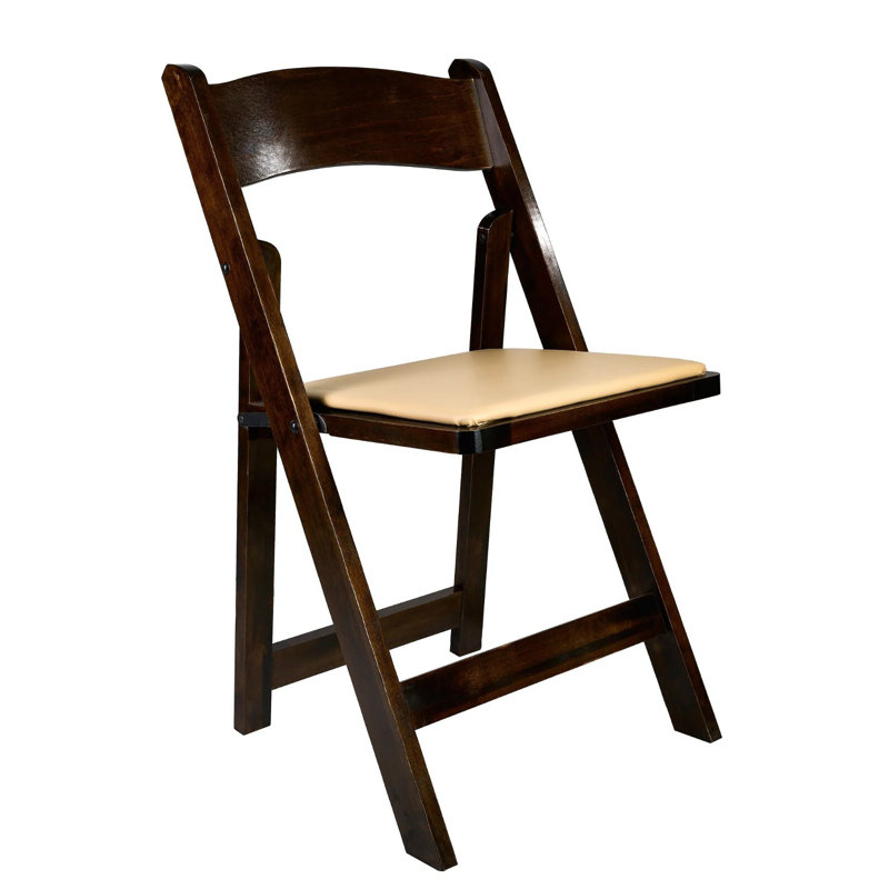 ToughWood Folding Chair with Cushion by Chivari, Fruitwood/Tan