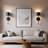 Dimmable Armed Wall Sconces Wireless Empire Metal Shade Black Fixture for Mirror Painting -1264398349