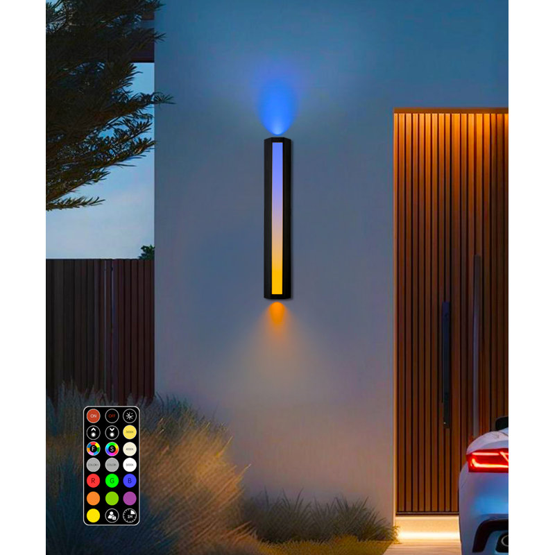 23.6" RGB Modern Led Outdoor Wall Lights, 1 Pack, 2700 Kelvins