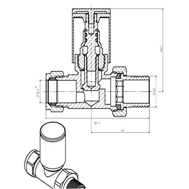 Designer Radiator Heated Towel Rail Valves 15Mm X 1/2" Manual Straight Twin Pack, Black