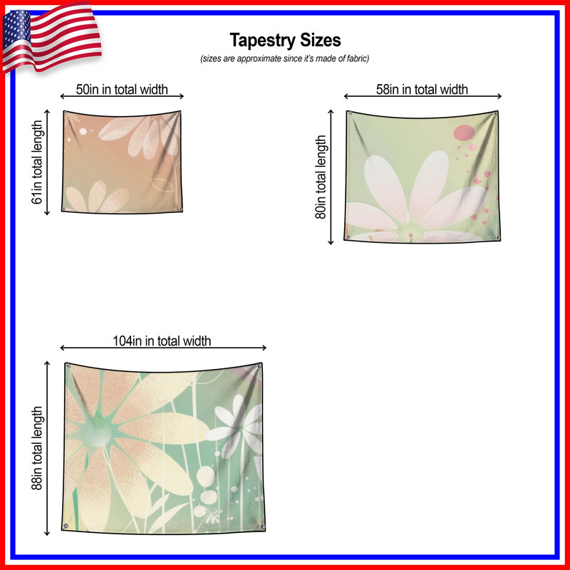 Tapisserie murale florale - Décoration murale nature, H 51 po x l 60 po avec 4 œillets