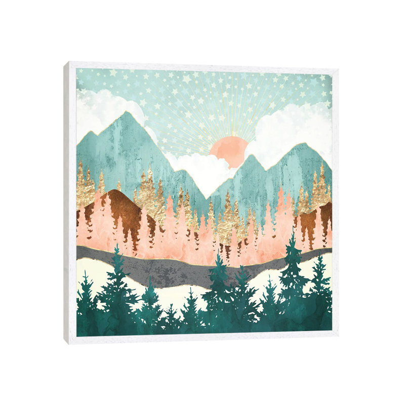 Winter Forest Vista - Print on Canvas, 45.72 cm H x 45.72 cm W, White Framed