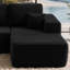 Canapé d'angle modulaire 1 pièce en tissu peluche noir, méridienne à droite, 92 cm (L) x 173 cm (l) x 63 cm (H), aucun assemblage requis