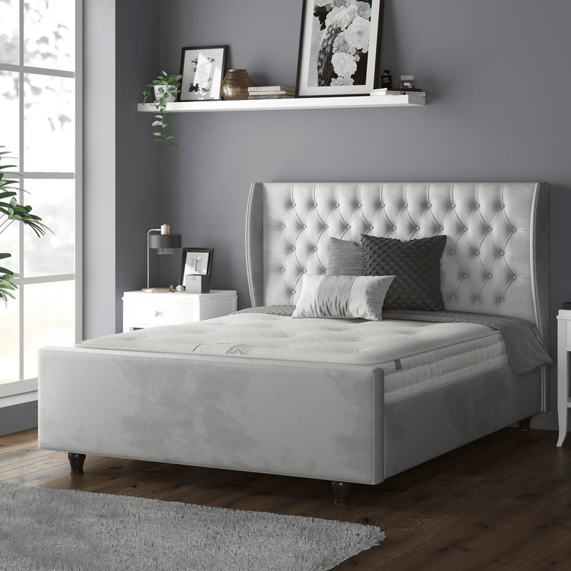 Bartelt Upholstered Bed, Double (4'6), Silver