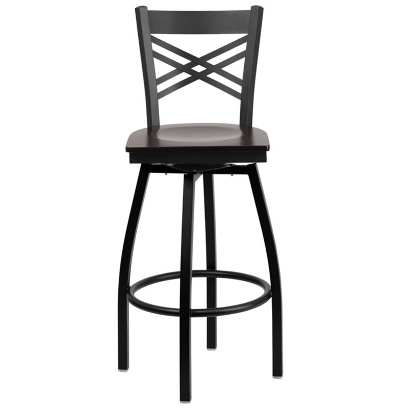 Cammie 'X'' Back Swivel Metal Barstool, 1, Natural