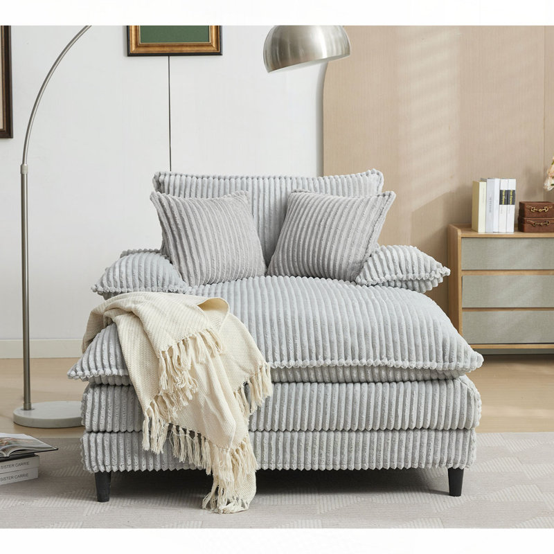 Méridienne rembourrée Corduroy, Gris