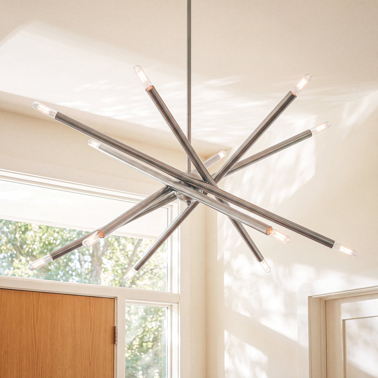 Poco 12 - Light Dimmable Sputnik Chandelier, Brushed Nickel, 12