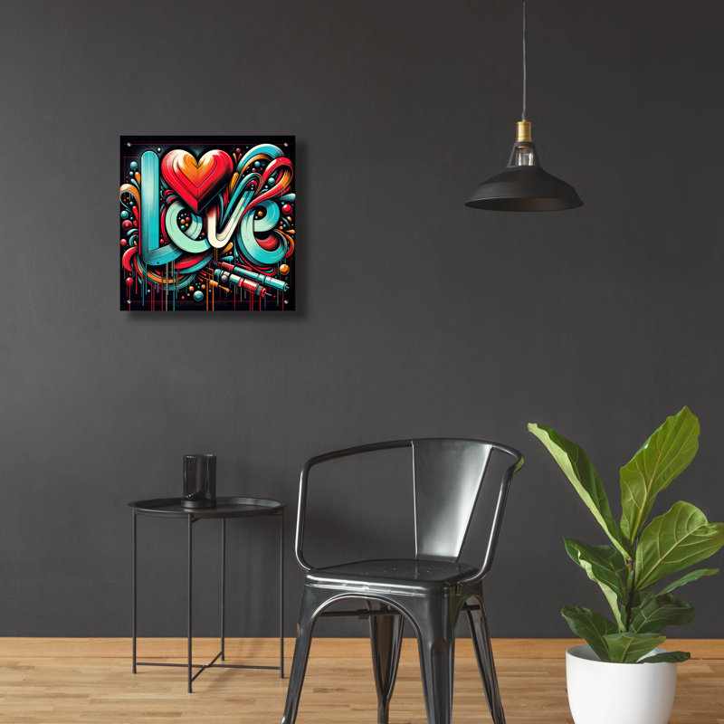 Art mural en verre épique «Love» par Rey Klimt, H 24 po x l 24 po