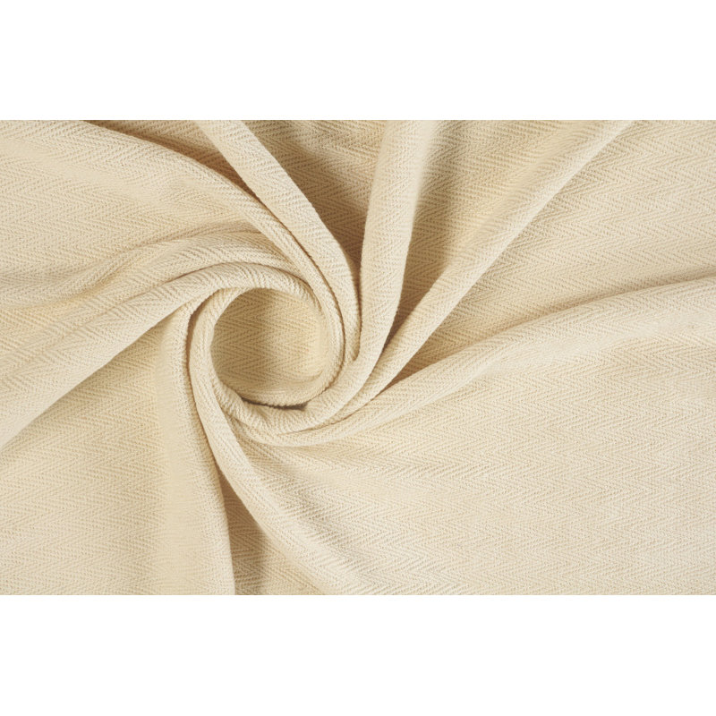 Jeté en coton tissé crème à chevrons