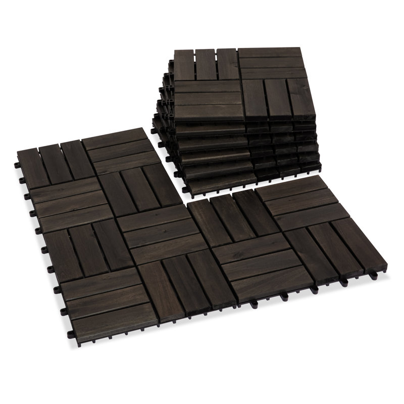 Carreau de terrasse en bois massif 12 "x 12", Noir