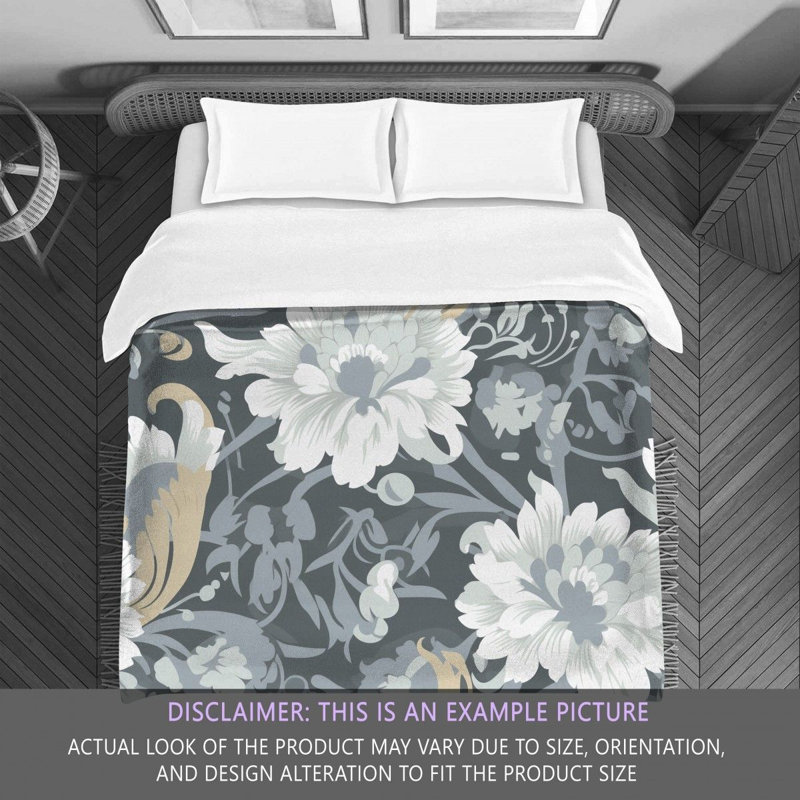 Machine Printed Comforter, Twin Extra Long Comforter, Gray/White