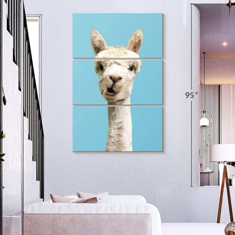 Brampt White Funny Alpaca, 74" H x 48" W