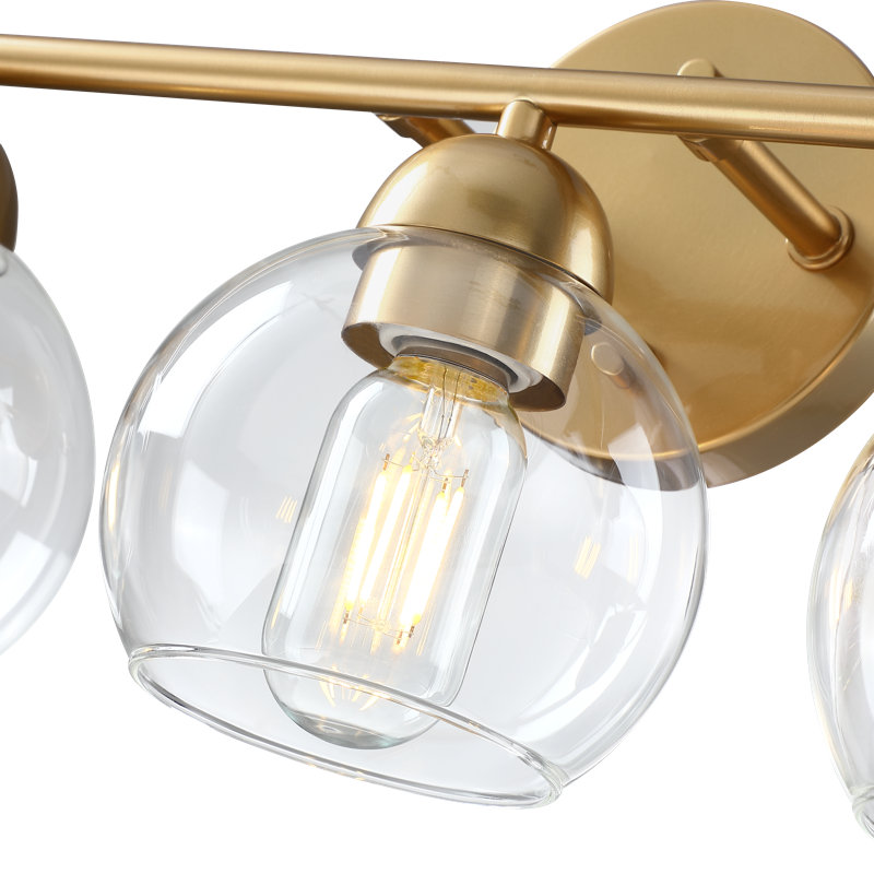 Éclairage pour salle de bain Daryll, Transparent, Trois lumières, Doré