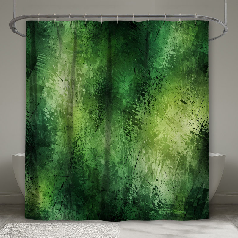 Rideaux de douche verts à texture abstraite très longs, L 70 po x H 72 po