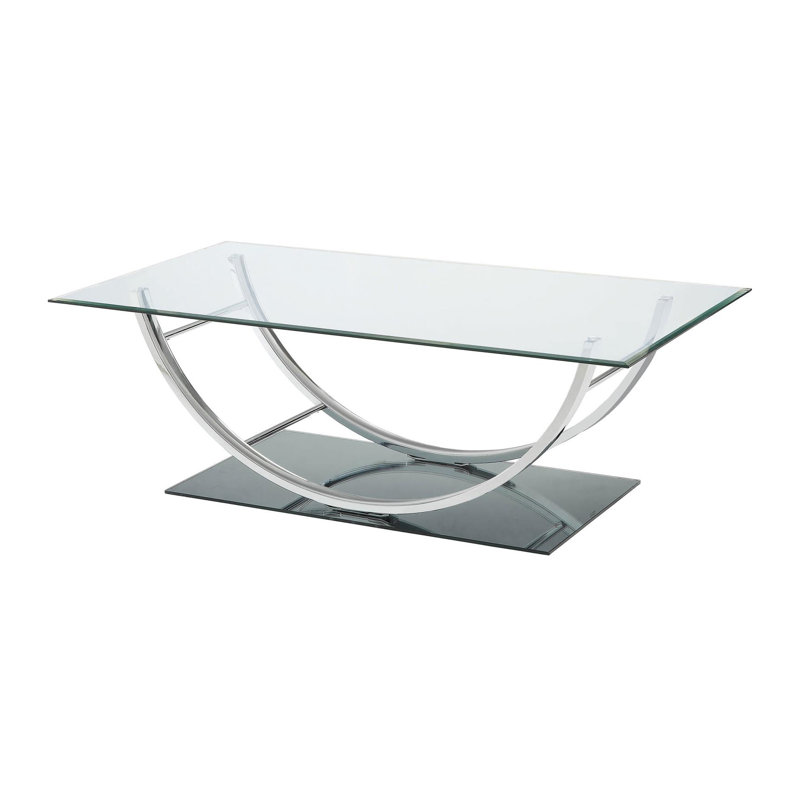Insco Rectangular Coffee Table with Glass Top in Clear and Chrome