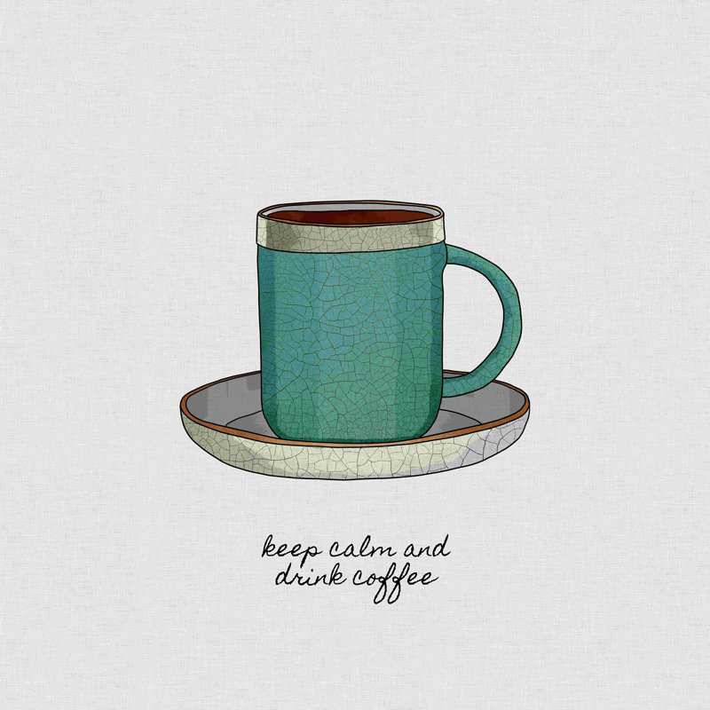 «Keep Calm and Drink Coffee», impression sur toile tendue, H 20 po x l 20 po, Cadre simple blanc, Oui