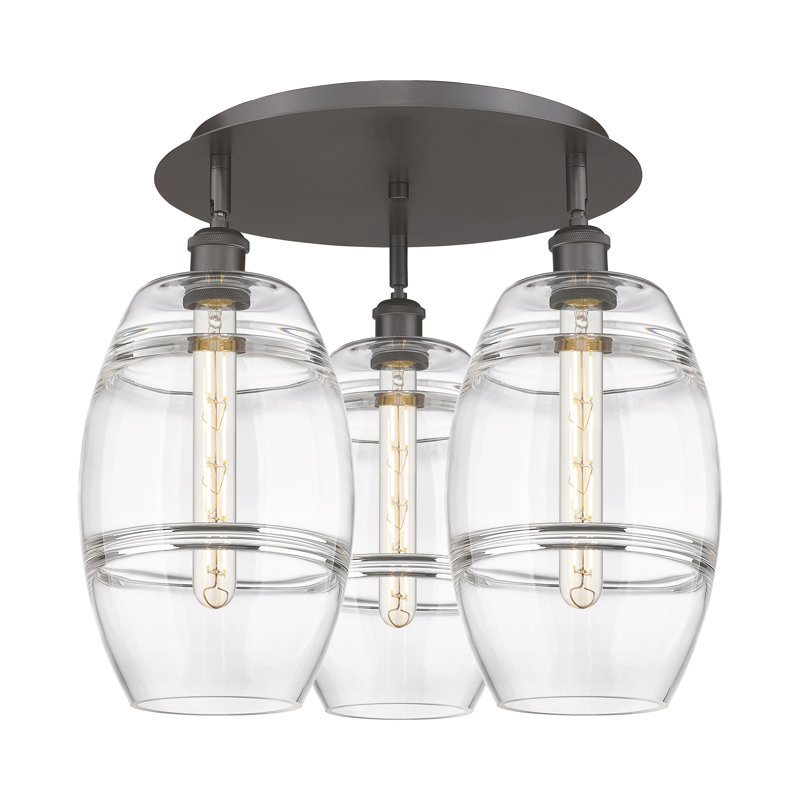 Plafonnier encastré Dundrod, Bronze huilé, H 10,88 po x l 19,75 po x P 19,75 po, Transparent