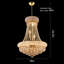 Lustre en cristal 18 pouces - plafonnier en cristal de luxe moderne K9, design de l'empire français, finition dorée, 9 lumières