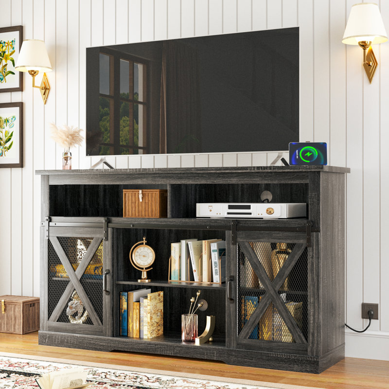 Farmhouse Tv Stand For 65 Inch Tv, Dark Gray