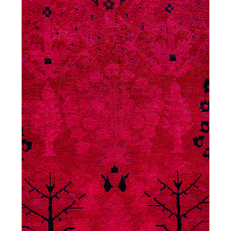 Overdyed Hand-Knotted Wool Modern-Contemporary Pink Area Rug 6' 1" x 8' 9"