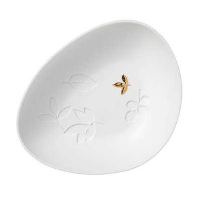 Porcelain Stories Decorative Plate - Gold Floating Leaf