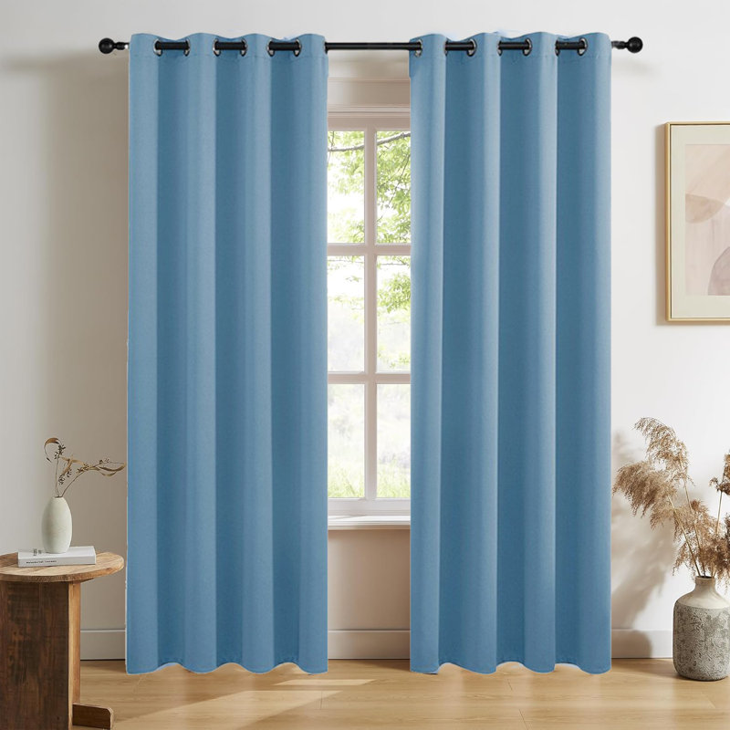 2 Panels Blackout Curtains Panels For Window, Window Treatment Thermal Insulated Solid Grommet Blackout Drapes For Bedroom (58*86 Inch)