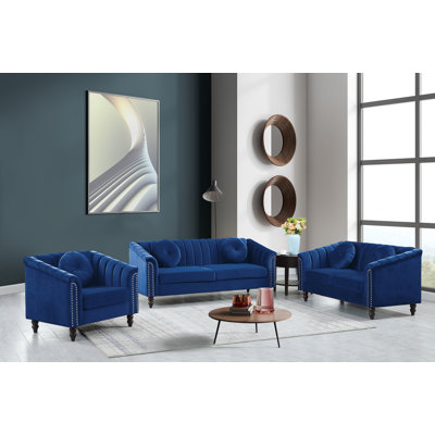 Caesyn 3-Piece Velvet Living Room Set