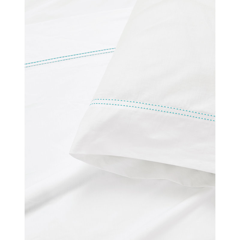 Ensemble de draps en percale 100% coton Scout, Ensemble de draps pour lit simple avec une taie d', Écume de mer, écume de mer