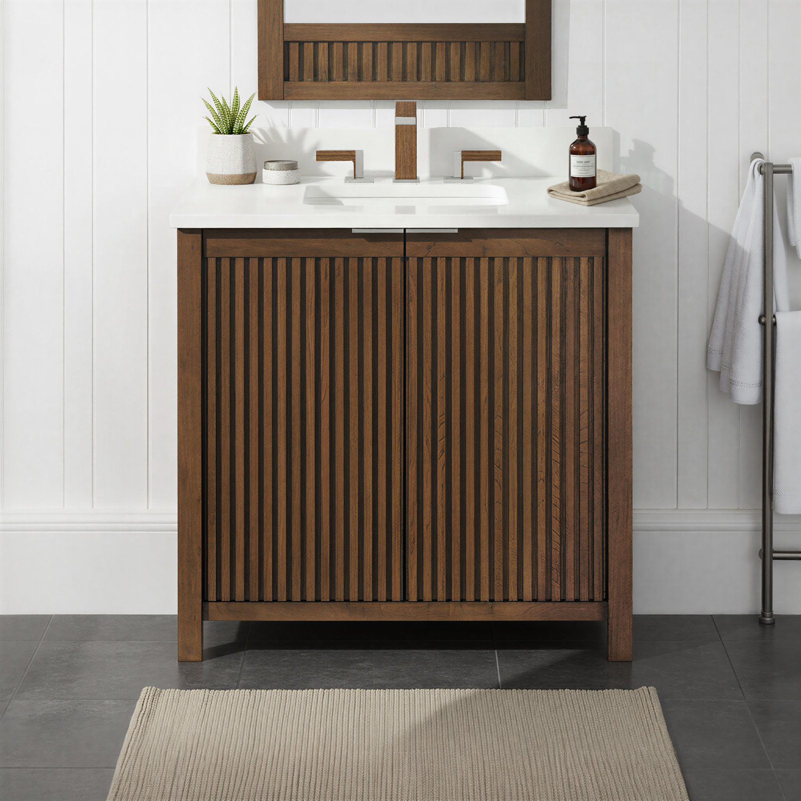 Through Lines 36" Single Bathroom Vanity, Brown