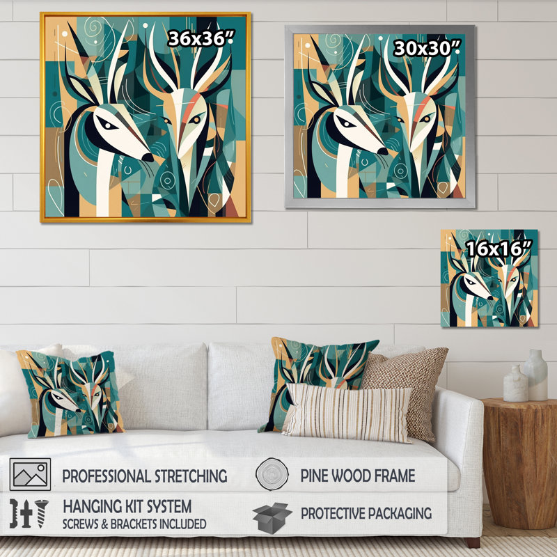 «Green Beige Abstract», impression encadrée sur toile, H 36 po x l 36 po x P 1,5 po, Cadre flottant doré
