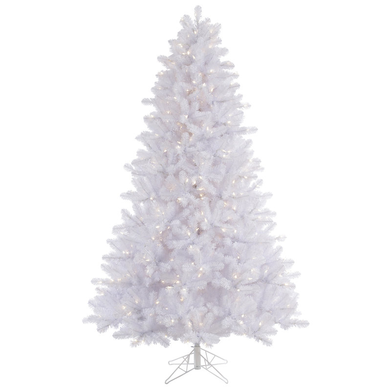 Crystal White Pine Artificial Christmas Tree with LED Multi Colored Lights with Stand, 6.5' H, Multi-colored LED