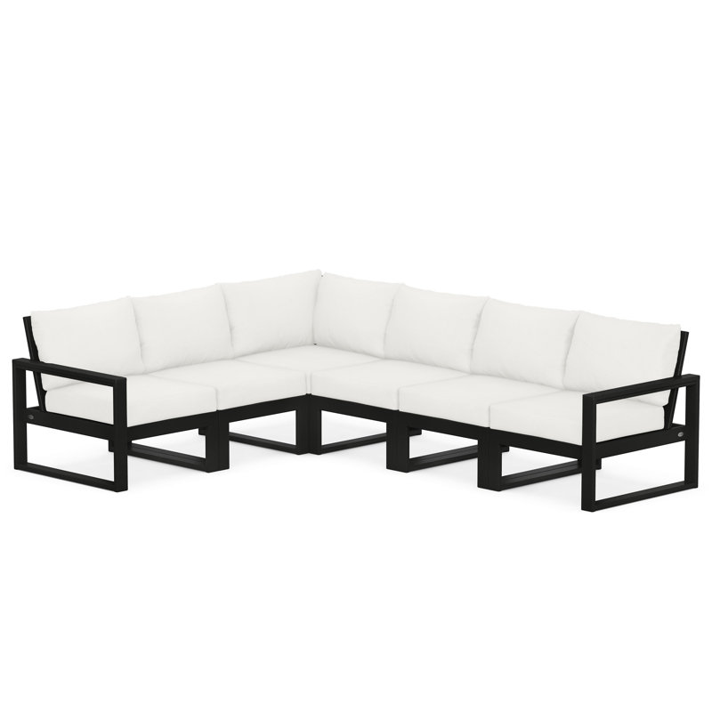 EDGE 6-Piece Modular Deep Seating Set, Black, Natural Linen