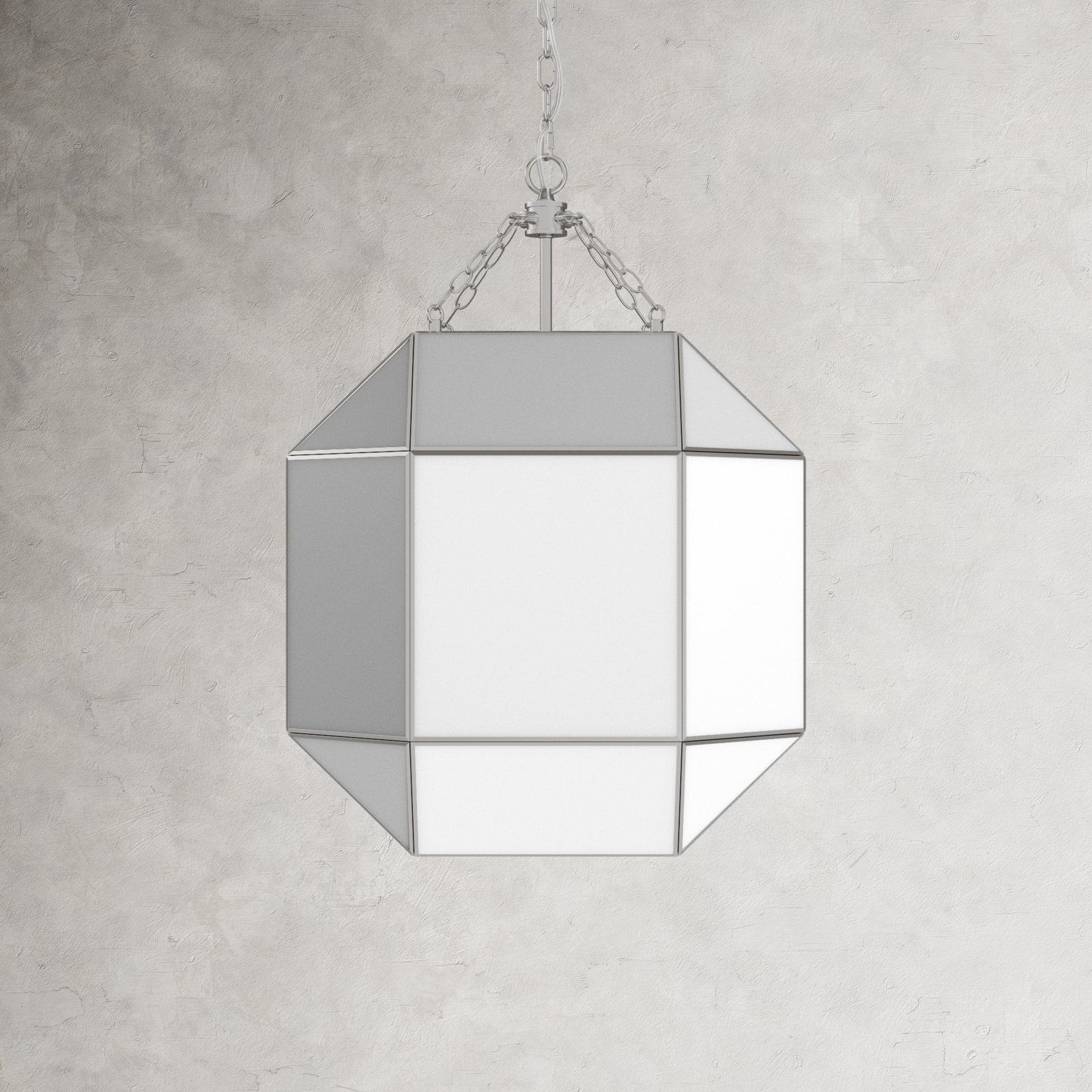 Reid 3 Light Glass Dimmable Pendant, 23.25" H x 13.5" W x 13.5" D, White, Brushed Nickel