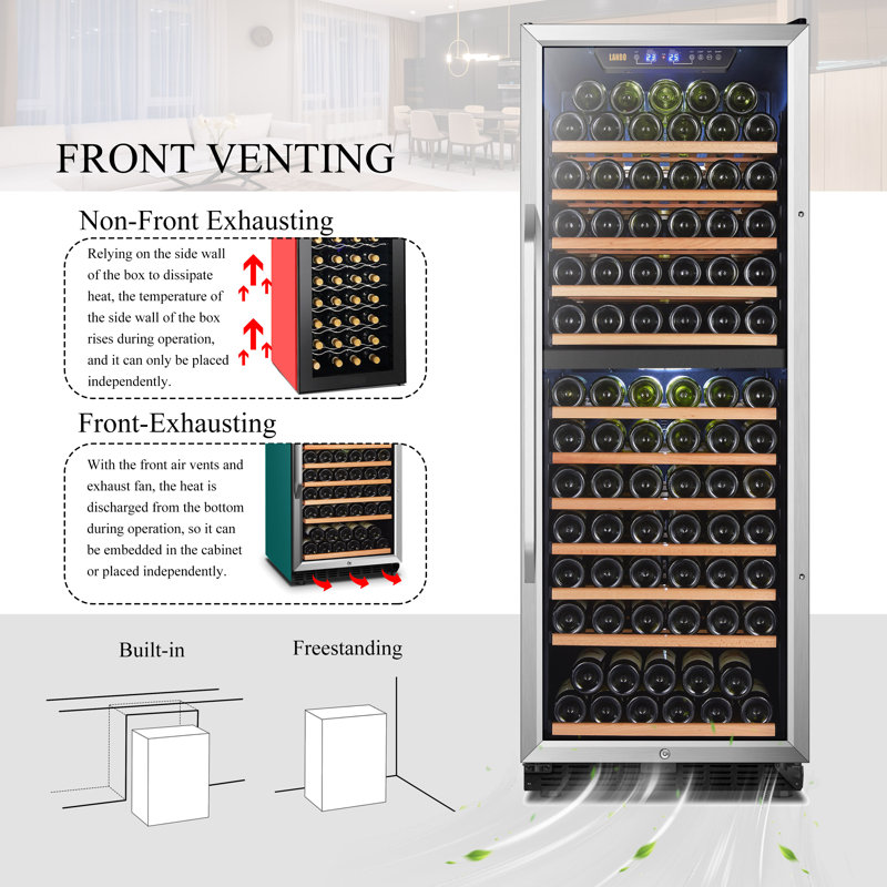141 Bottle Built-in Refrigeration Dual Zone Freestanding Wine Refrigerator