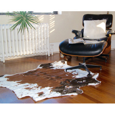 Faux Cowhide Rug | Brown/White | 4.25'x'5