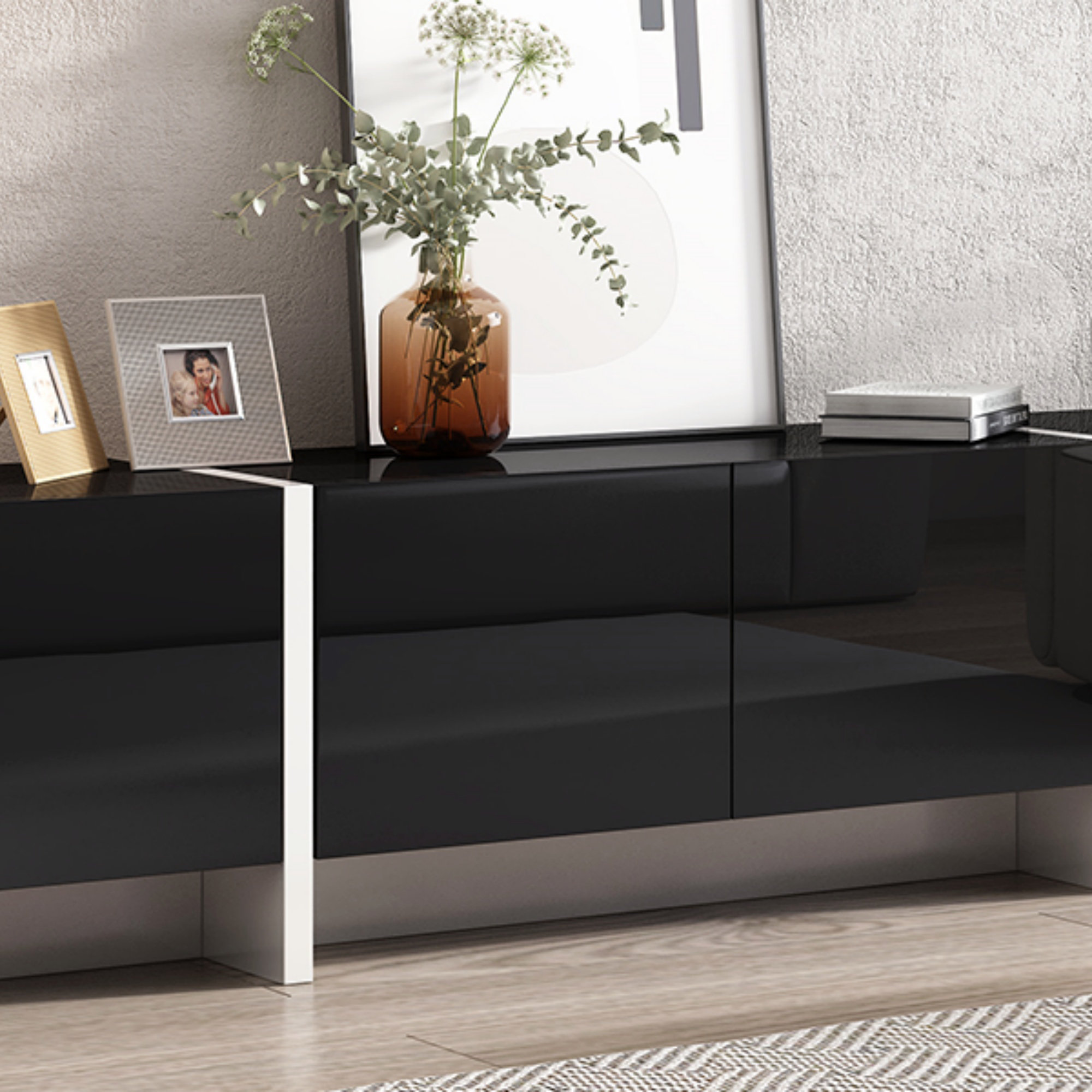 Ivy Bronx Contemporary Rectangle Design TV Stand, Unique Style TV ...