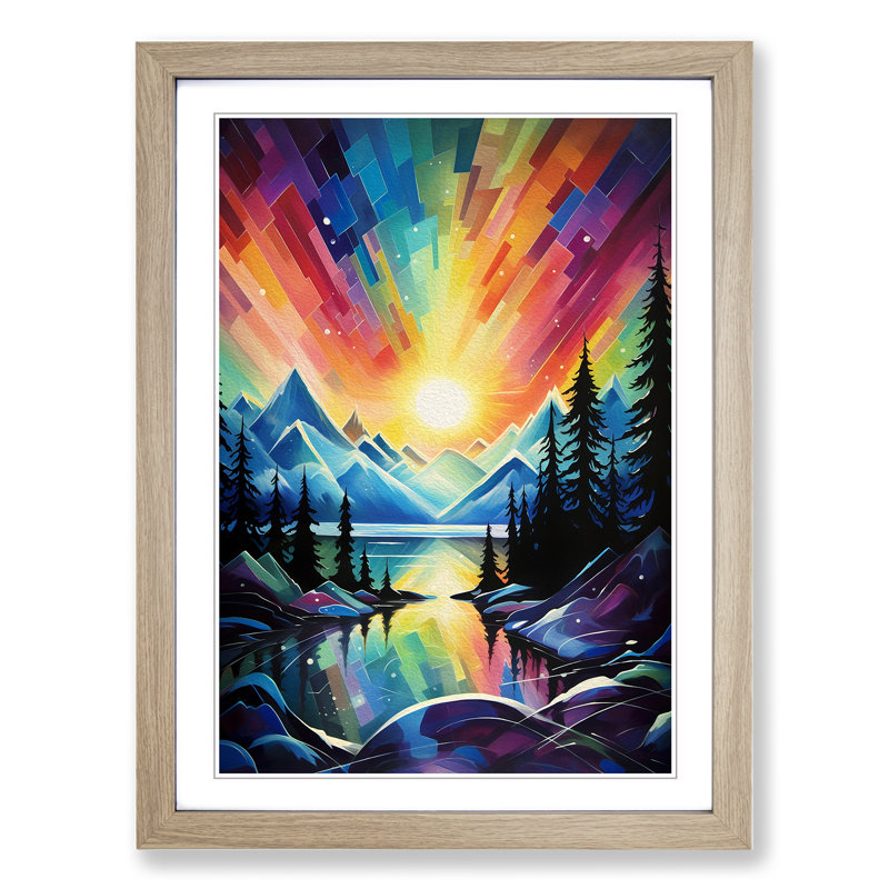 Single Picture Frame Print on Wood, Oak Framed, 46cm H x 34cm W