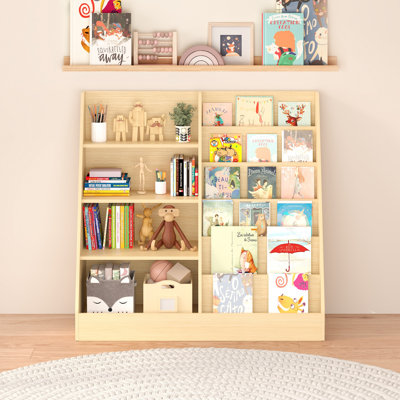 Bibliothèque pour enfants et rangement pour jouets, étagère à livres multifonctionnelle en bois pour enfants avec présentoir dans la chambre de jeux pour enfants, enfants, tout-petits